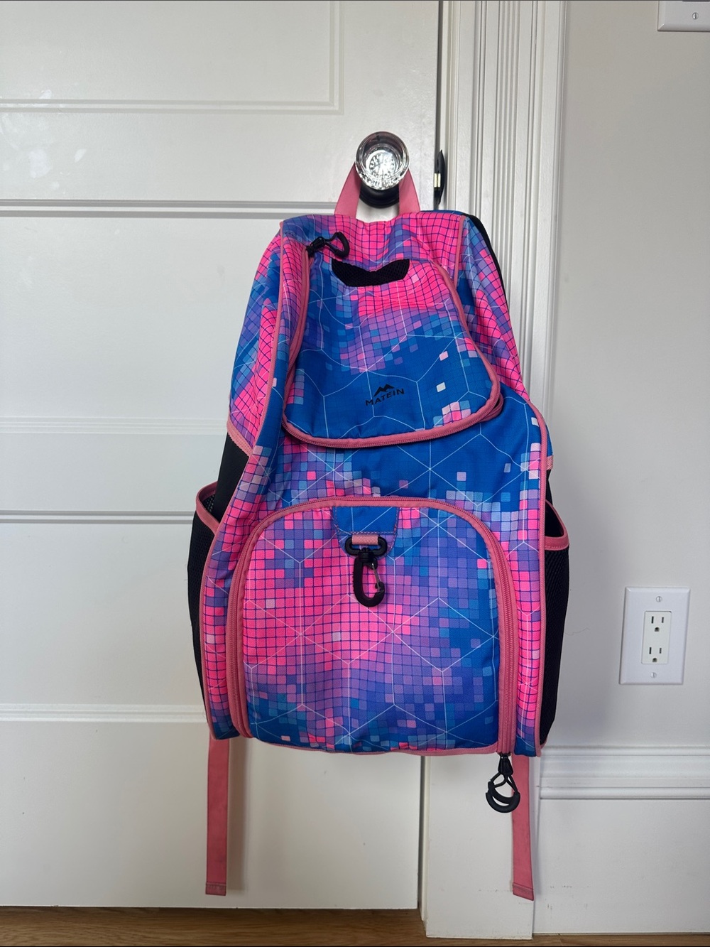 Marlin Pixel Print Backpack in Blue & Pink
